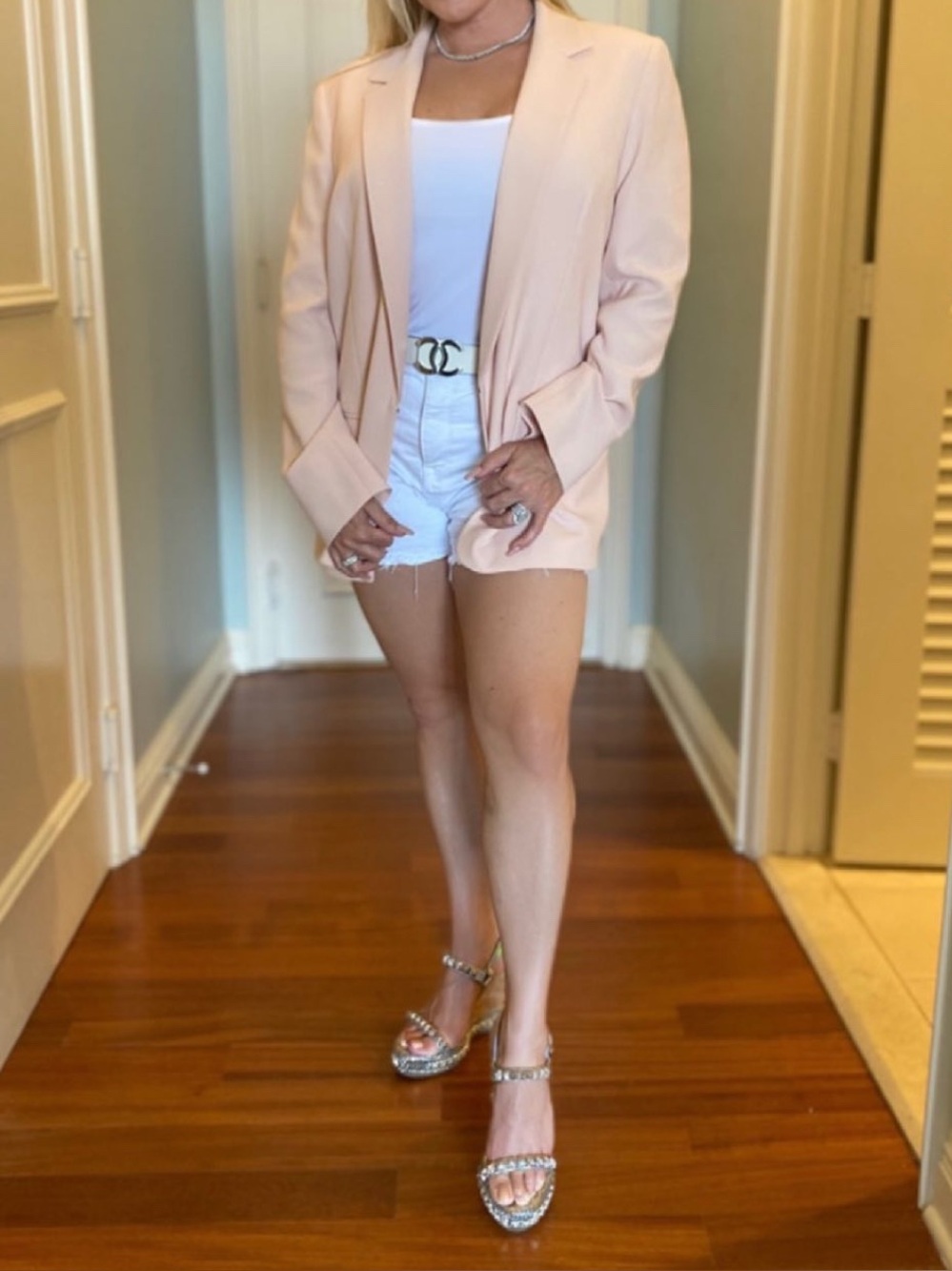 Lafayette 148 New York Blush Pink Tailored Blazer Size 10